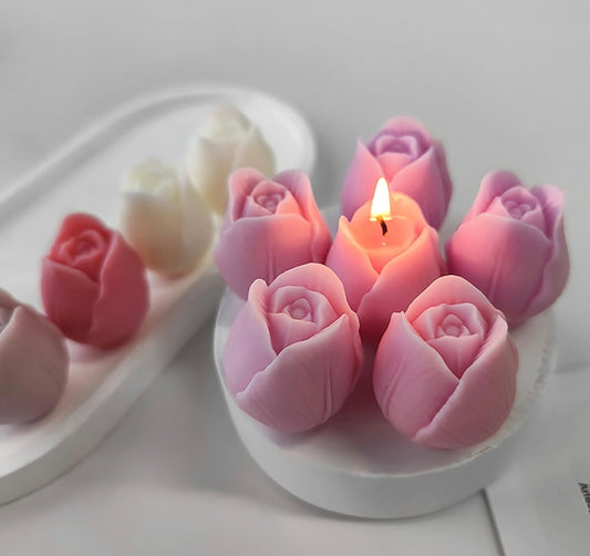 Rosebud Tealight Candle – Soft Bloom Glow 🌹