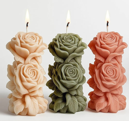 Rose Bloom Carved Candle – Elegant Handcrafted Design